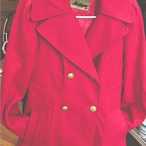 💸🔥REDUCED Guess "shocking pink" 3/4  jacket lovely detail-PRICE FIRM -worn twice